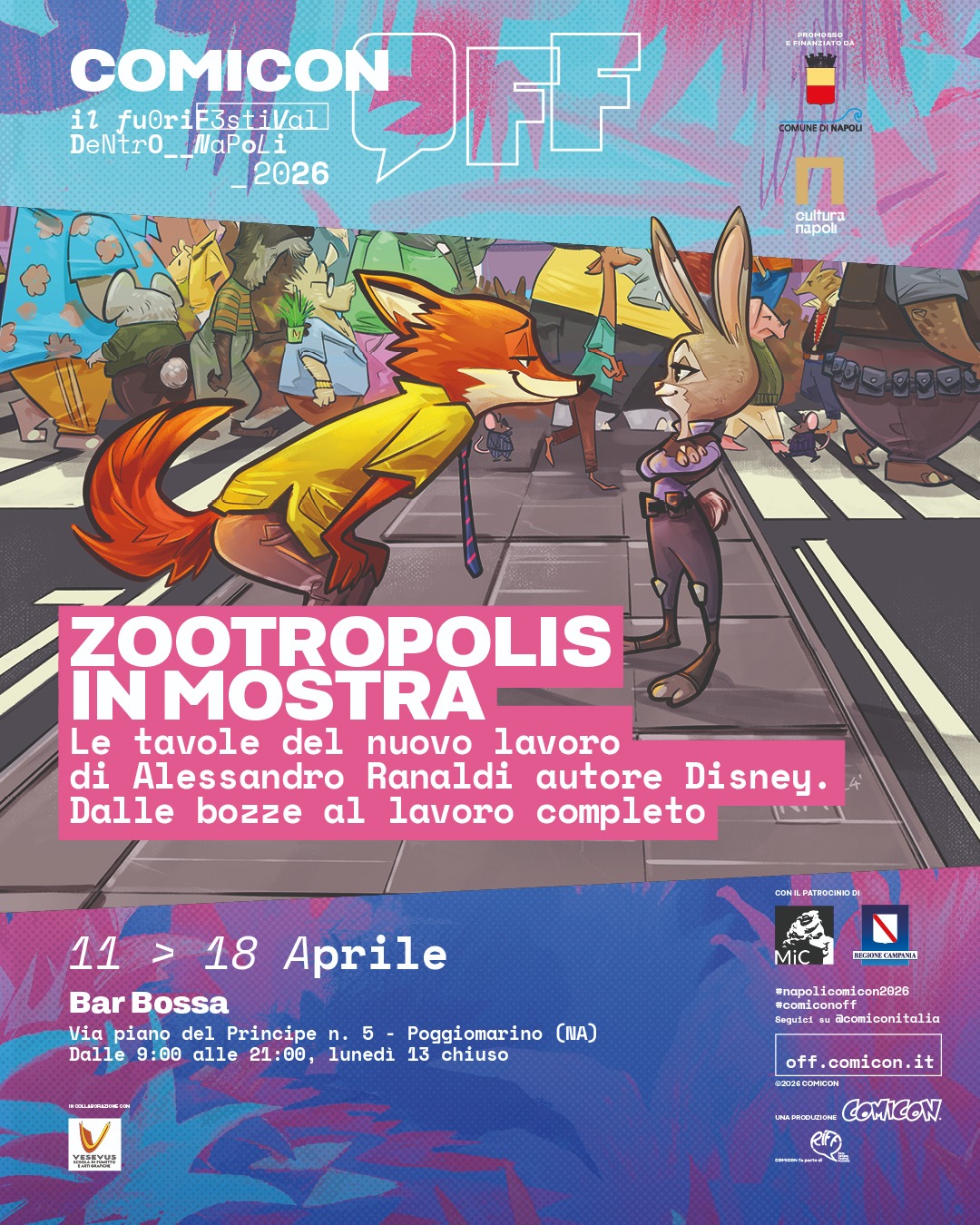 Zootropolis in mostra: Le tavole del nuovo lavoro di Alessandro Ranaldi autore Disney. Dalle bozze al lavoro completo.